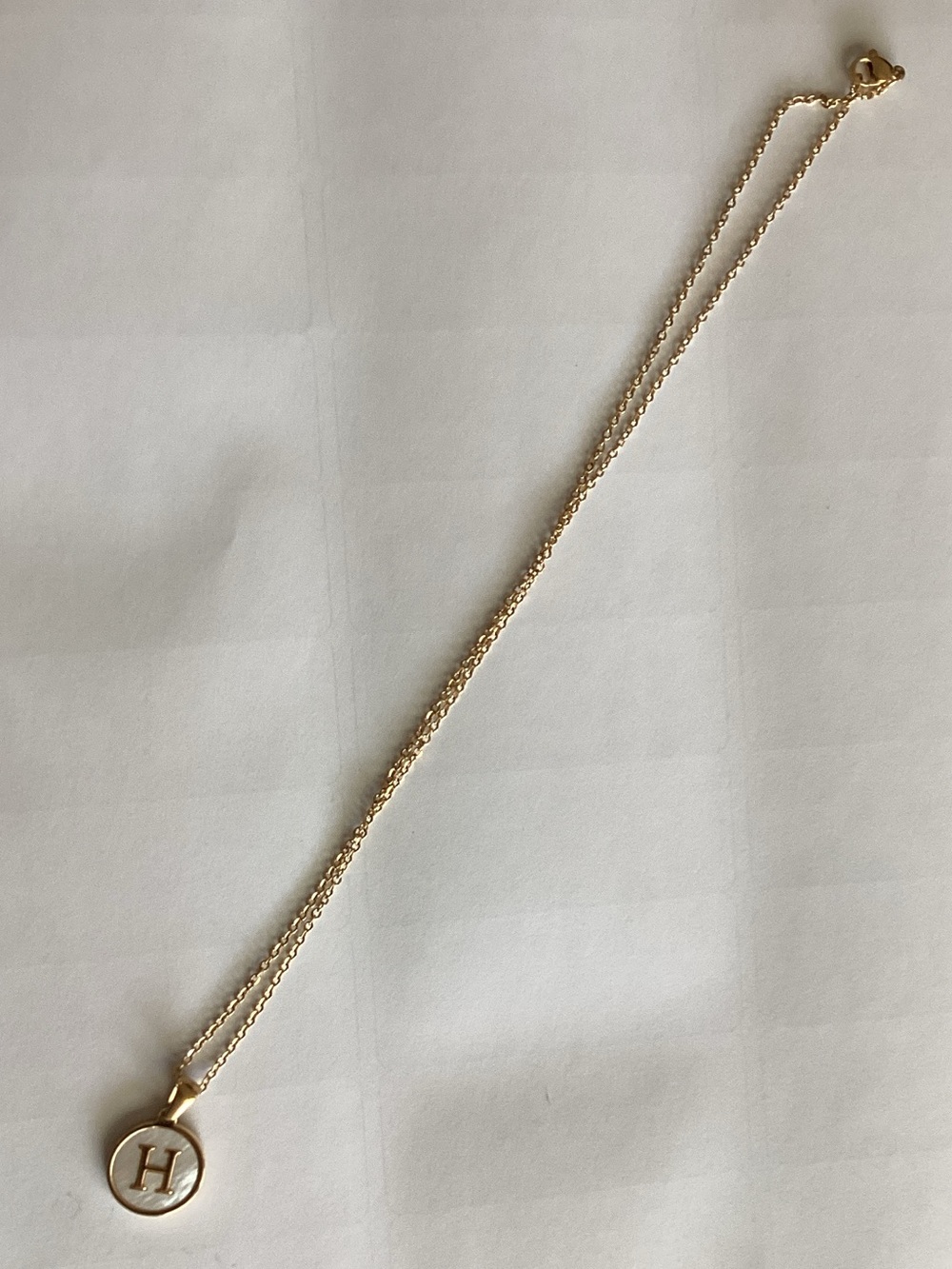 Gold Initial H Disc Necklace